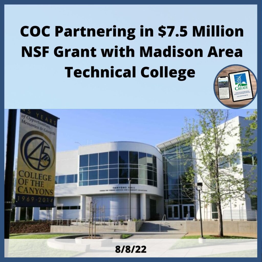 COC Partnering in $7.5 Million NSF Grant with Madison Area Technical College
