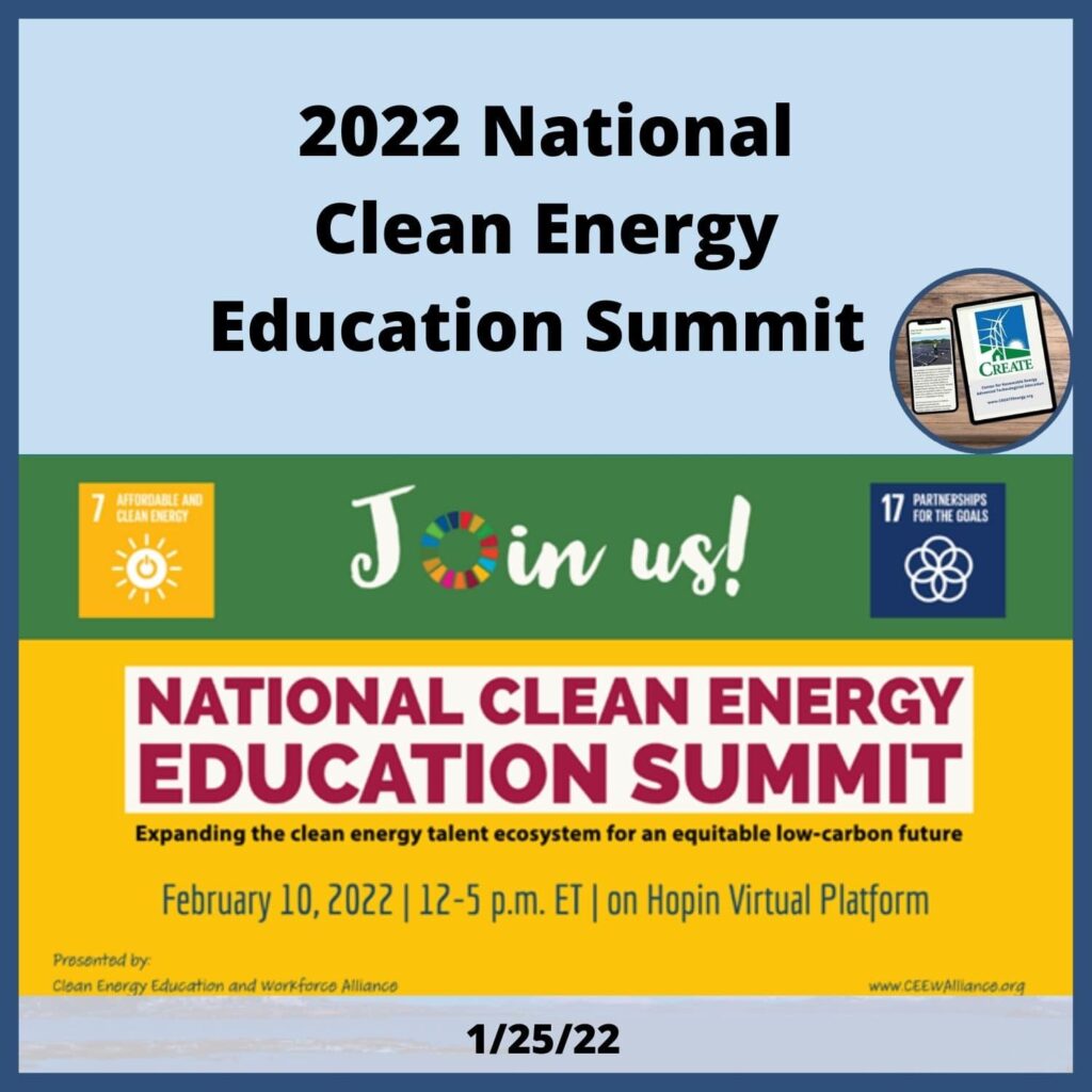 View the News Post, "2022 National Clean Energy Education Summit" - 1/25/22