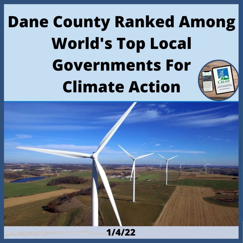 View the News Post, "Dane County Ranked Among World's Top Local Governments For Climate Action" - 1/4/22