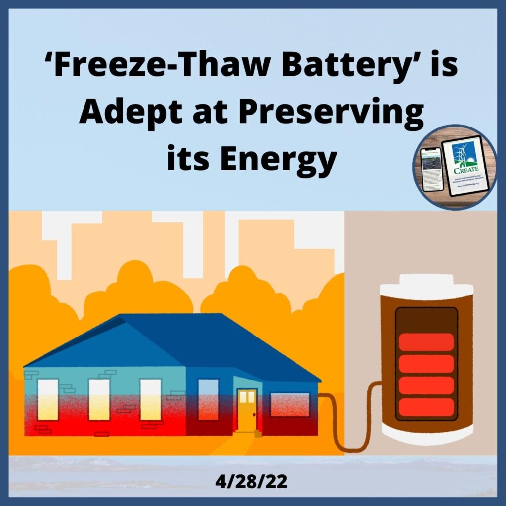 ‘Freeze-thaw battery’ is adept at preserving its energy