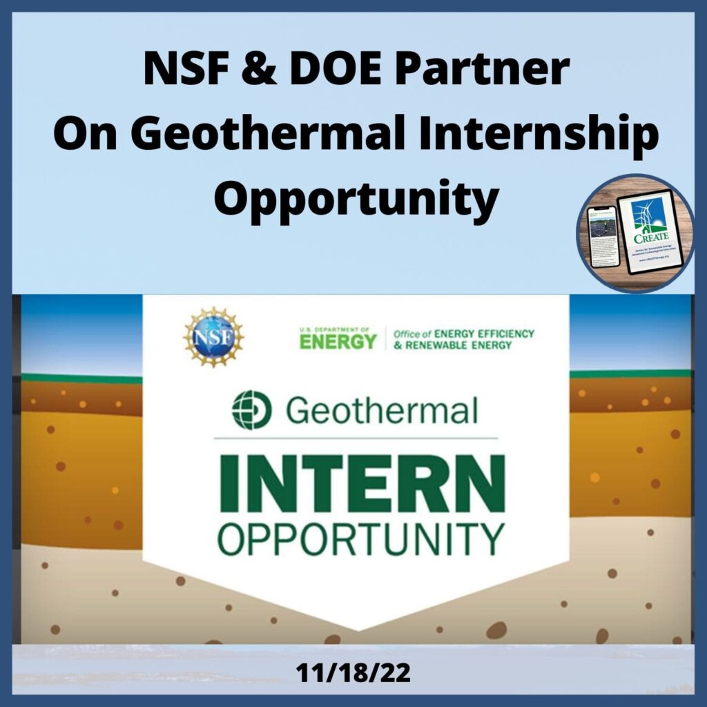 NSF & DOE Partner On Geothermal Internship Opportunity