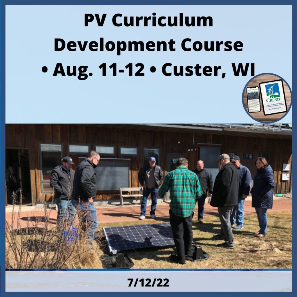 PV Curriculum Development Course - Aug 11-12, Custer, WI