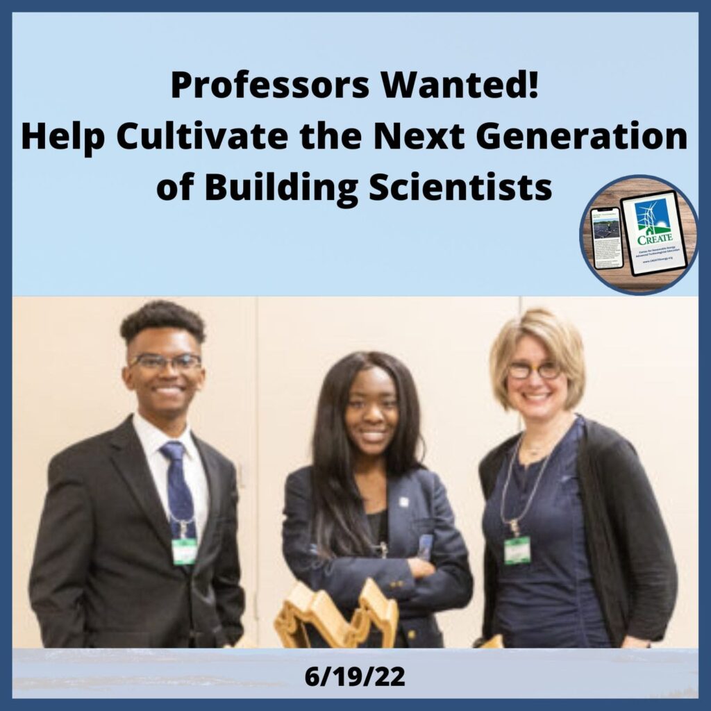 Professors Wanted! Help Cultivate the Next Generation of Building Scientists.