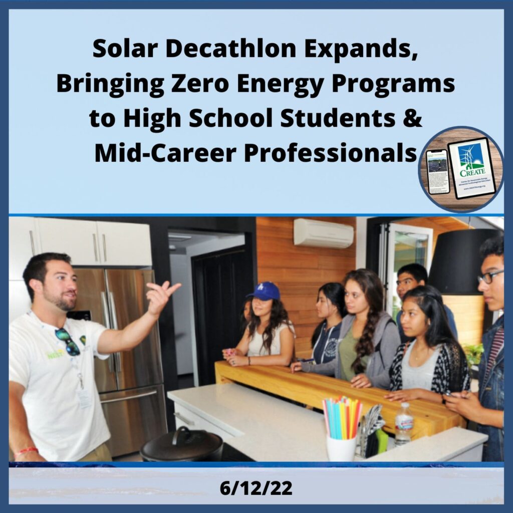 Solar Decathlon Expands, Bringing Zero Energy Programs to High School Students & Mid-Career Professionals