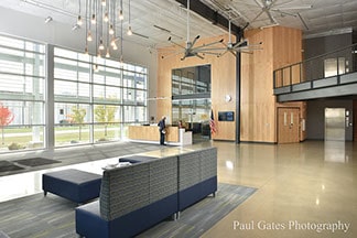 Lobby of Iowa Lakes Community College's Wind Energy facility