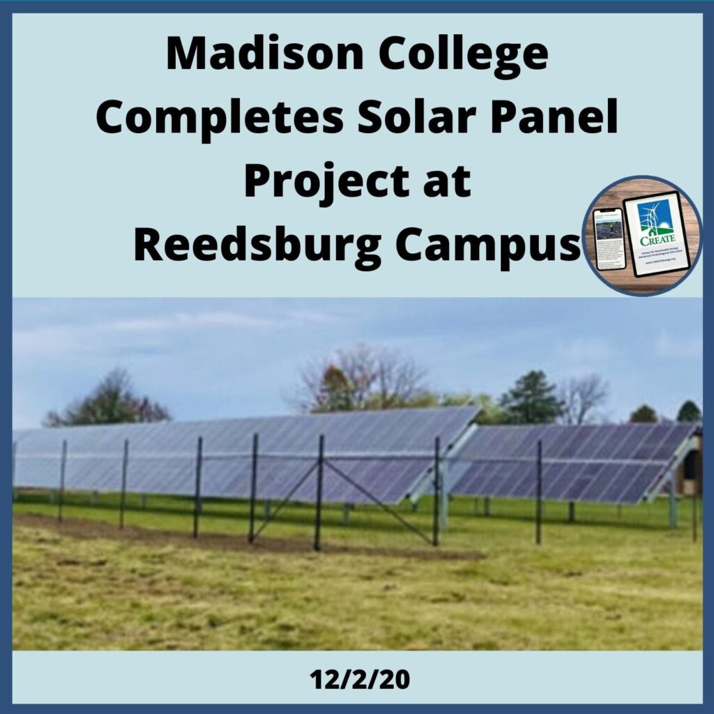 View the News Post, "Madison College Completes Solar Panel Project at Reedsburg Campus" - 12/2/20