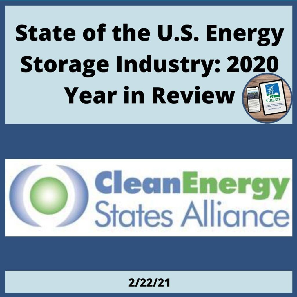 View the News Post, "State of the U.S. Energy Storage Industry: 2020 Year in Review" - 2/22/21