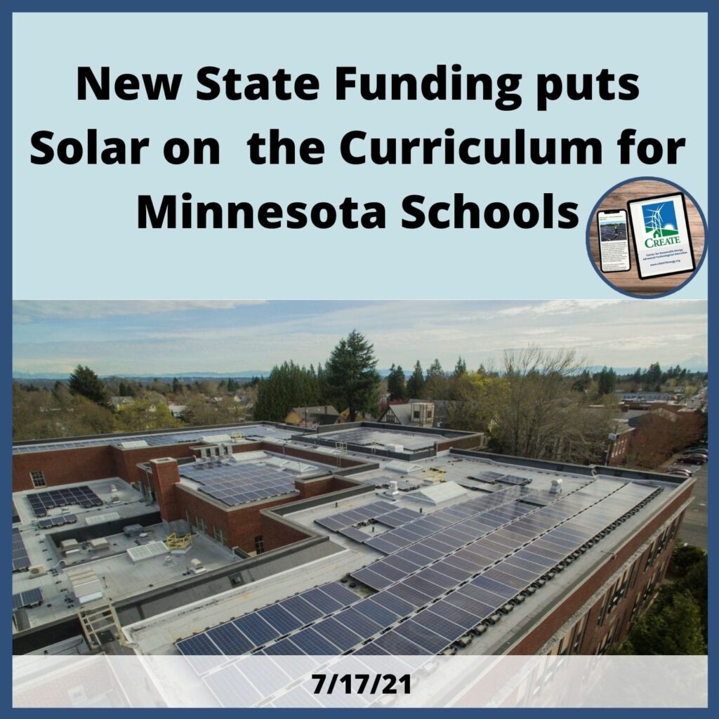 View the News Post, "New State Funding puts Solar on the Curriculum for Minnesota Schools" - 7/17/21
