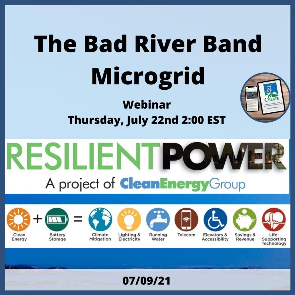 View the News Post, "Bad River Band Microgrid Webinar" - 7/9/21