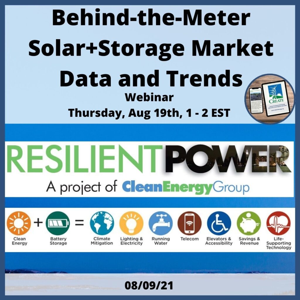 View the News Post, "Behind-the-Meter Solar+Storage Market Data and Trends Webinar" - 8/9/21