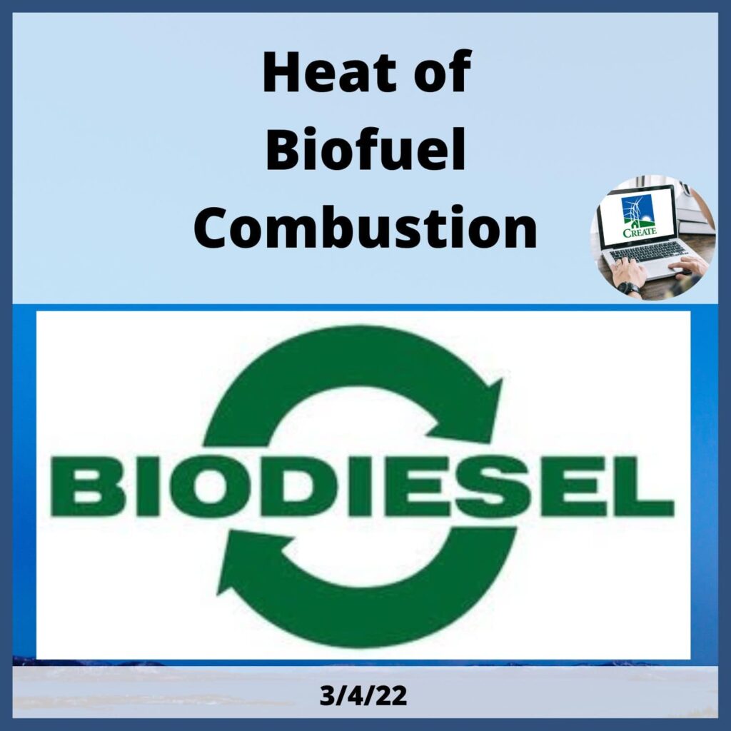 Heat of Biofuel Combustion - Biodiesel Webinar - March 4, 2022