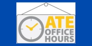 ATE Office Hour Logo on blue background