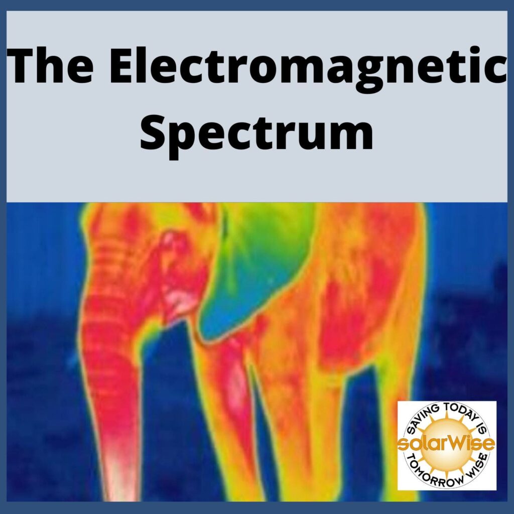 The Electromagnetic Spectrum - Elephant in multiple colors and the Solarwise logo