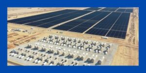 Solar panels and energy storage in CA desert.