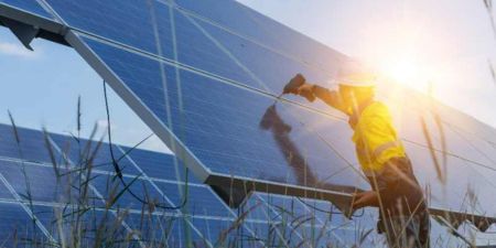 Solar Panels and worker