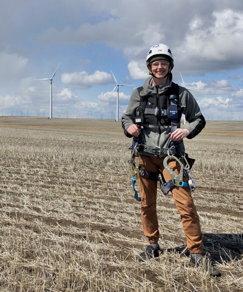 Kallie Brunton in wind field