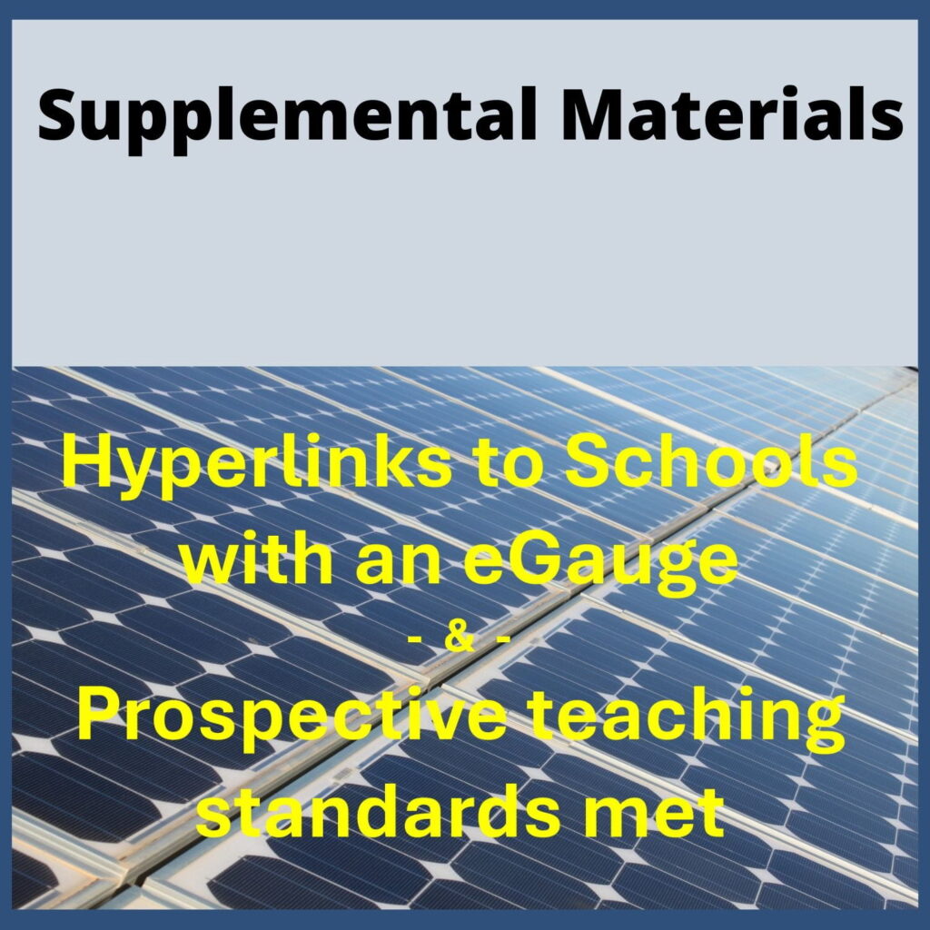 Supplemental MAterials - Hyperlinks to Schools with an eGauge & Prospective teaching standards met