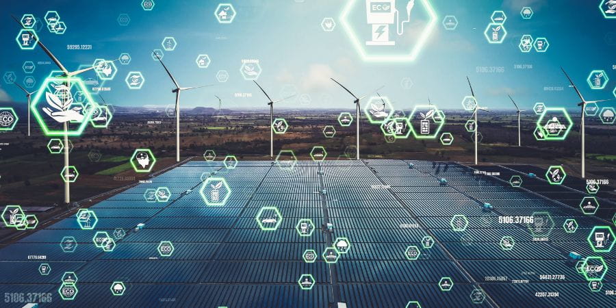 Energy systems and AI icons