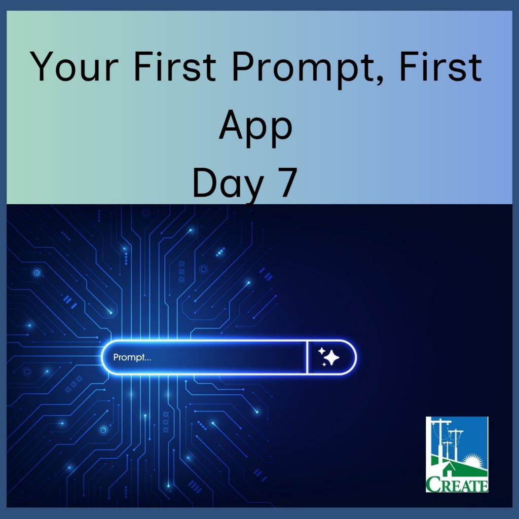 Your First Prompt, First App - Screen with "prompt"